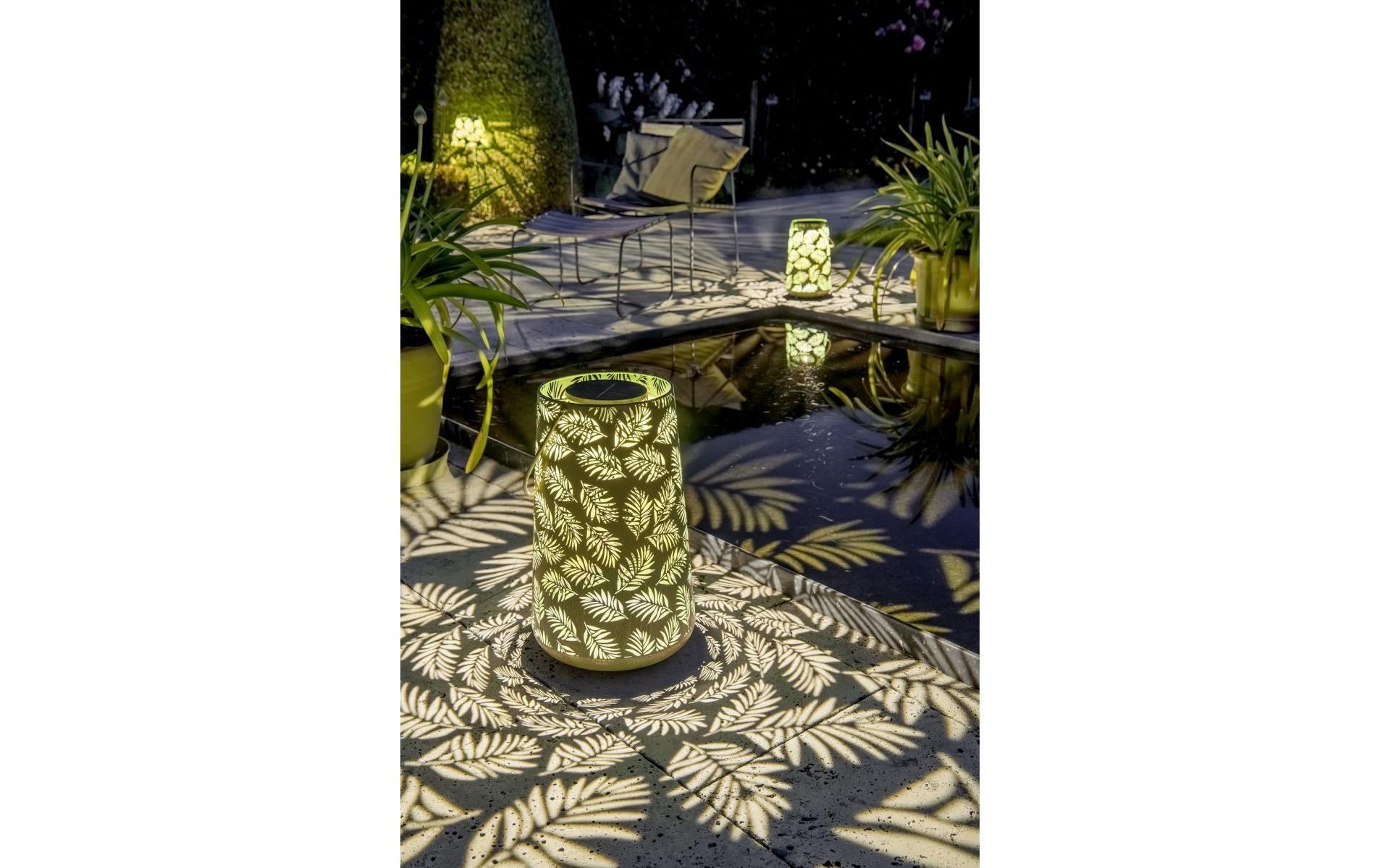 Laterne Solar Antic Bamboo, Ø 28 x 46 cm, GrünSolarleuchte zum Aufstellen oder Aufhängen