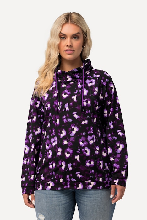 Sweatshirt, Blüten, Stehkragen, Raglan-Langarm