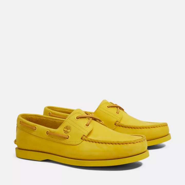 Chaussure bateau classique pour homme en jaune