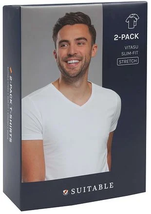 Suitable Vitasu T-Shirt V-Hals Wit 2-Pack 175-2 Vitasu Vneck kopen