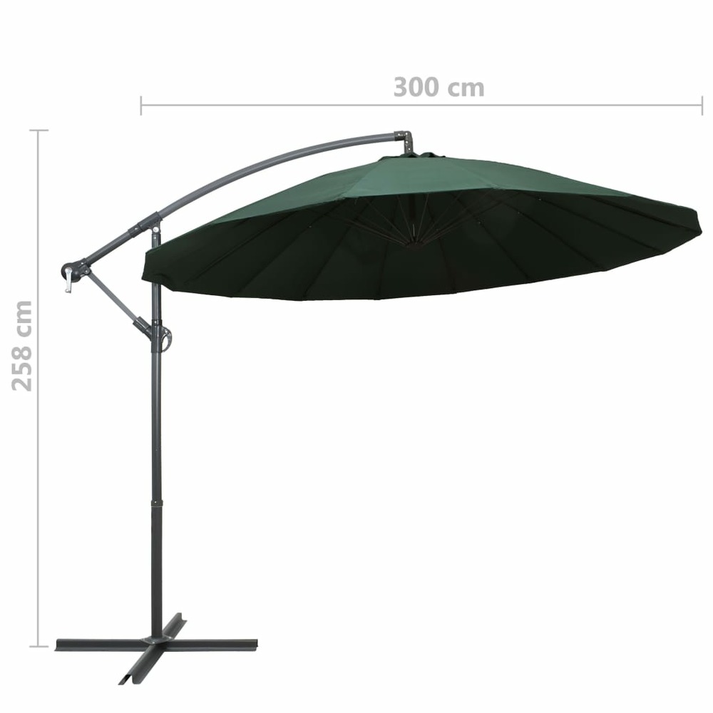 Parasol suspendu 3 m aluminium vert