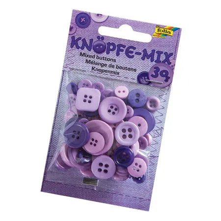 Folia Knöpfe-Mix Ton in Ton lila, sortiert