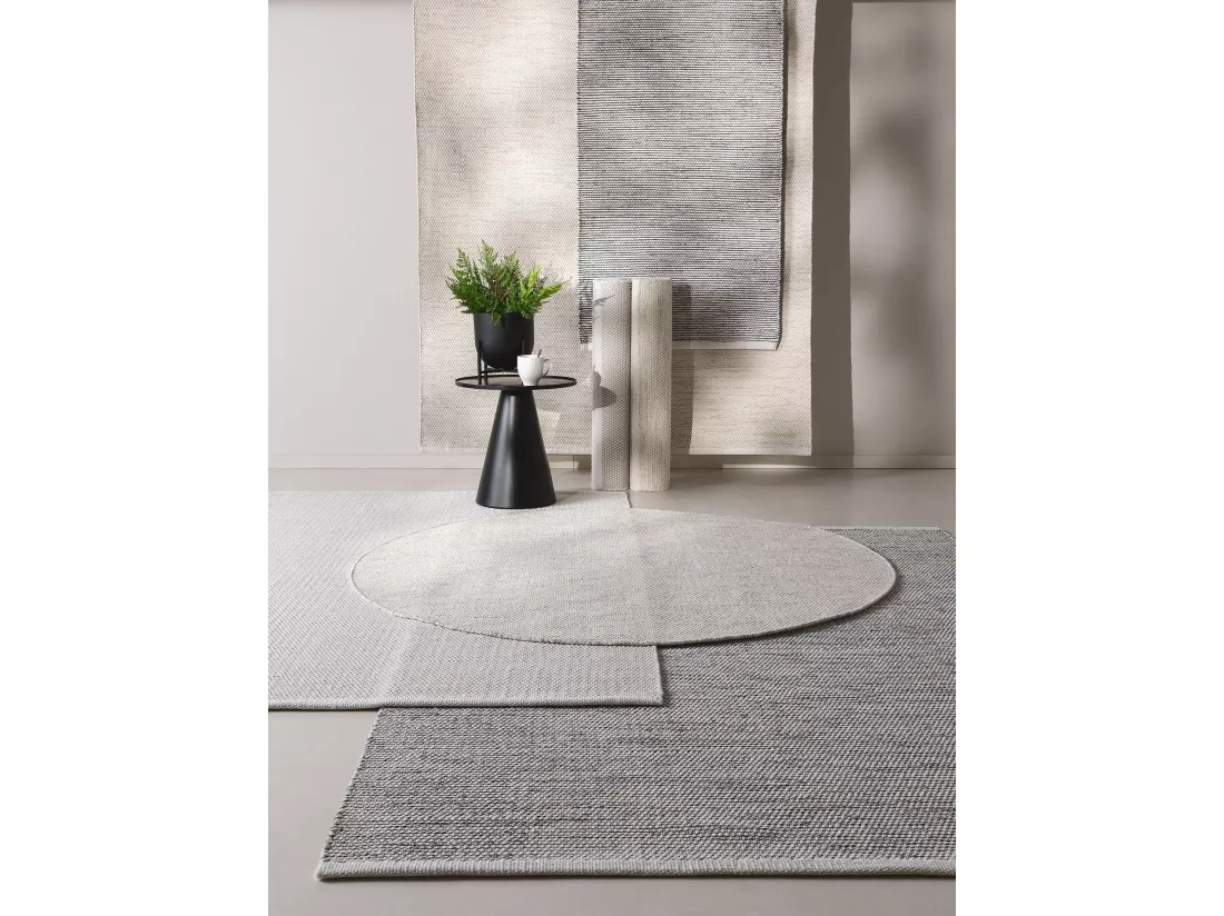 Tapis de couloir en coton tissé main Ron Blanc/Noir 70x200 cm