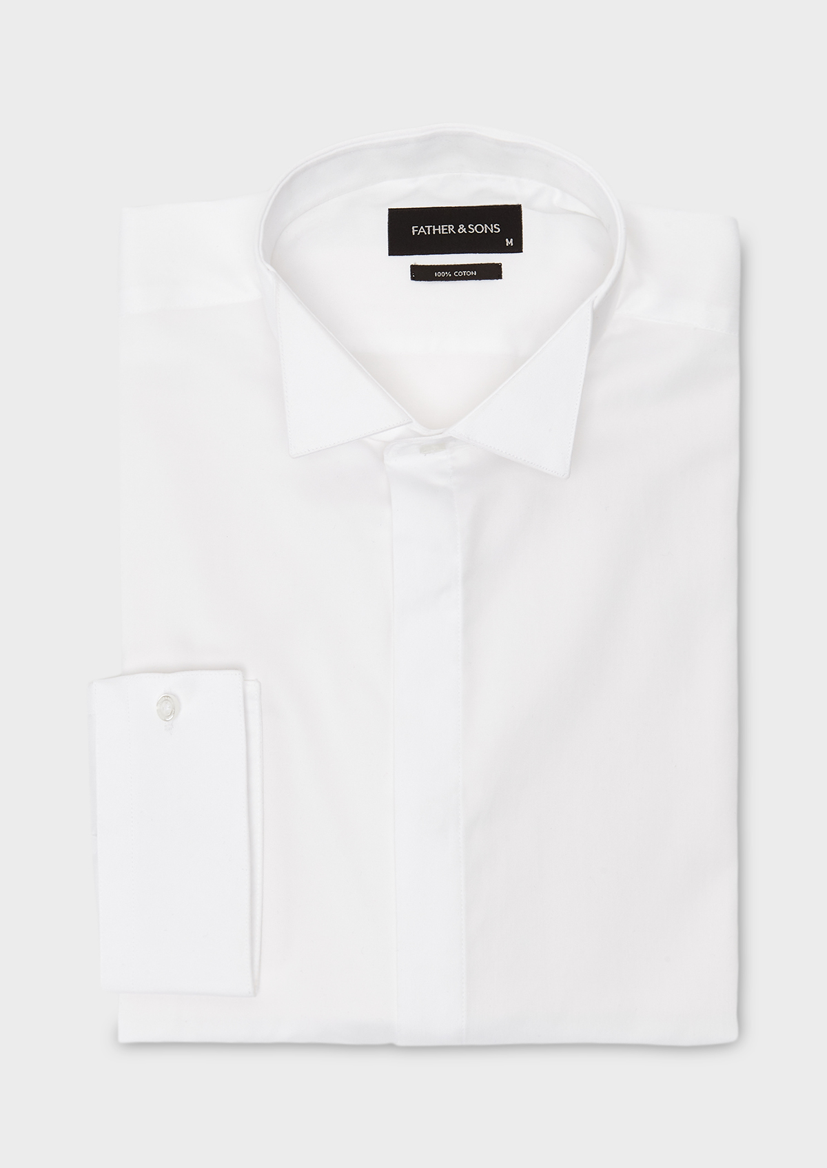 Chemise habillée Regular en satin uni blanc col cassé