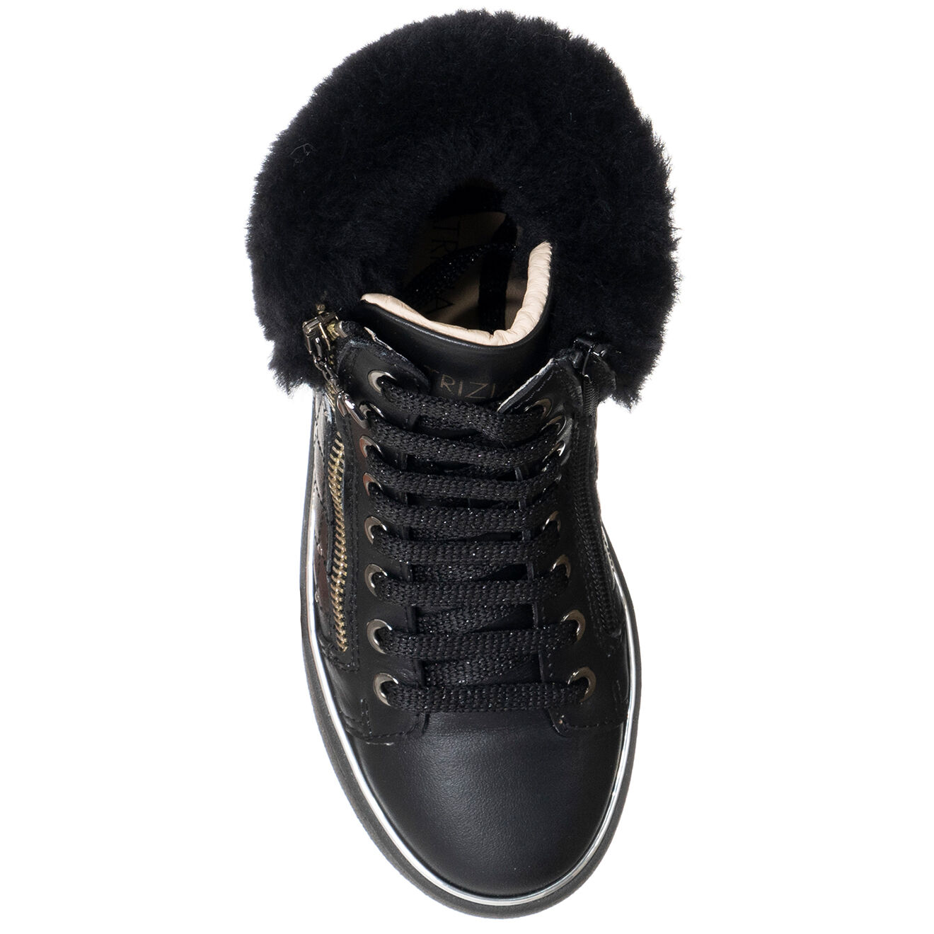 Patrizia Pepe Sneakers en Cuir Teddy noires
