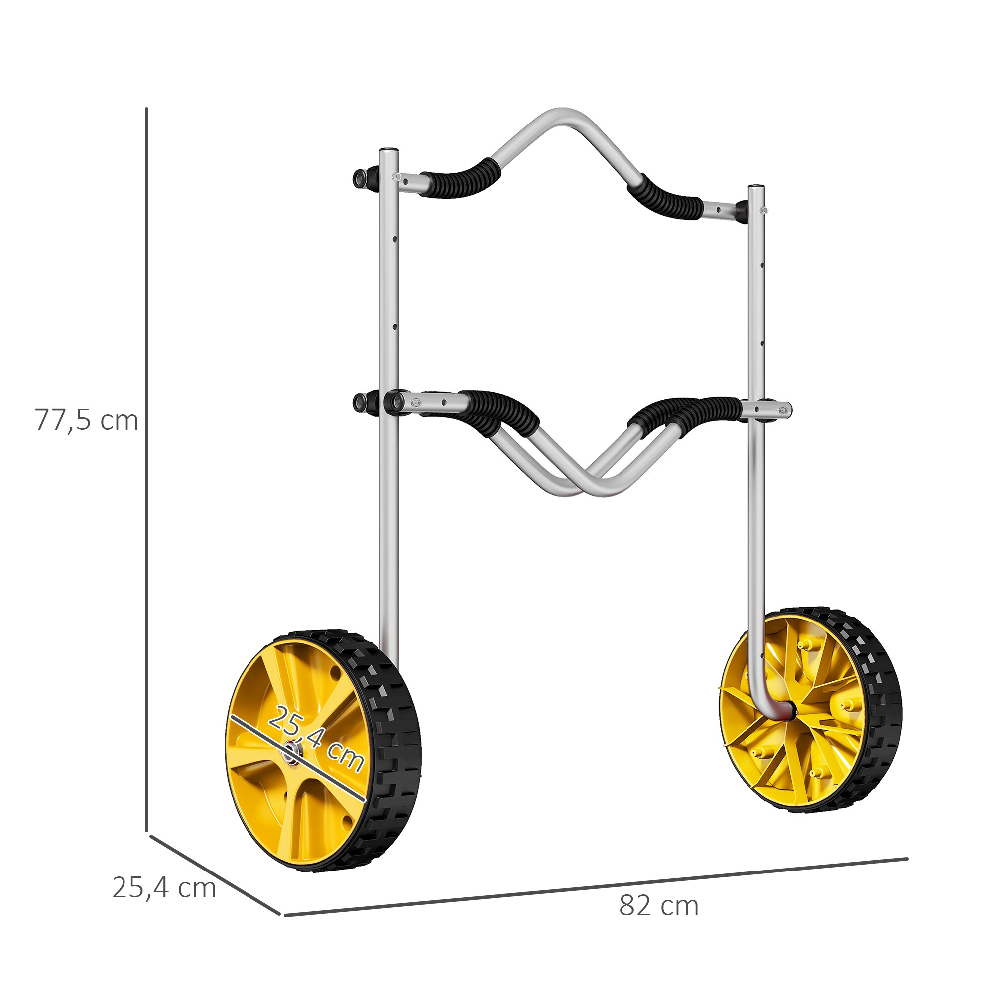 SPORTNOW Kajakwagen mit 2x Spanngurte gelb 82L x 25,4B x 77,5H cm