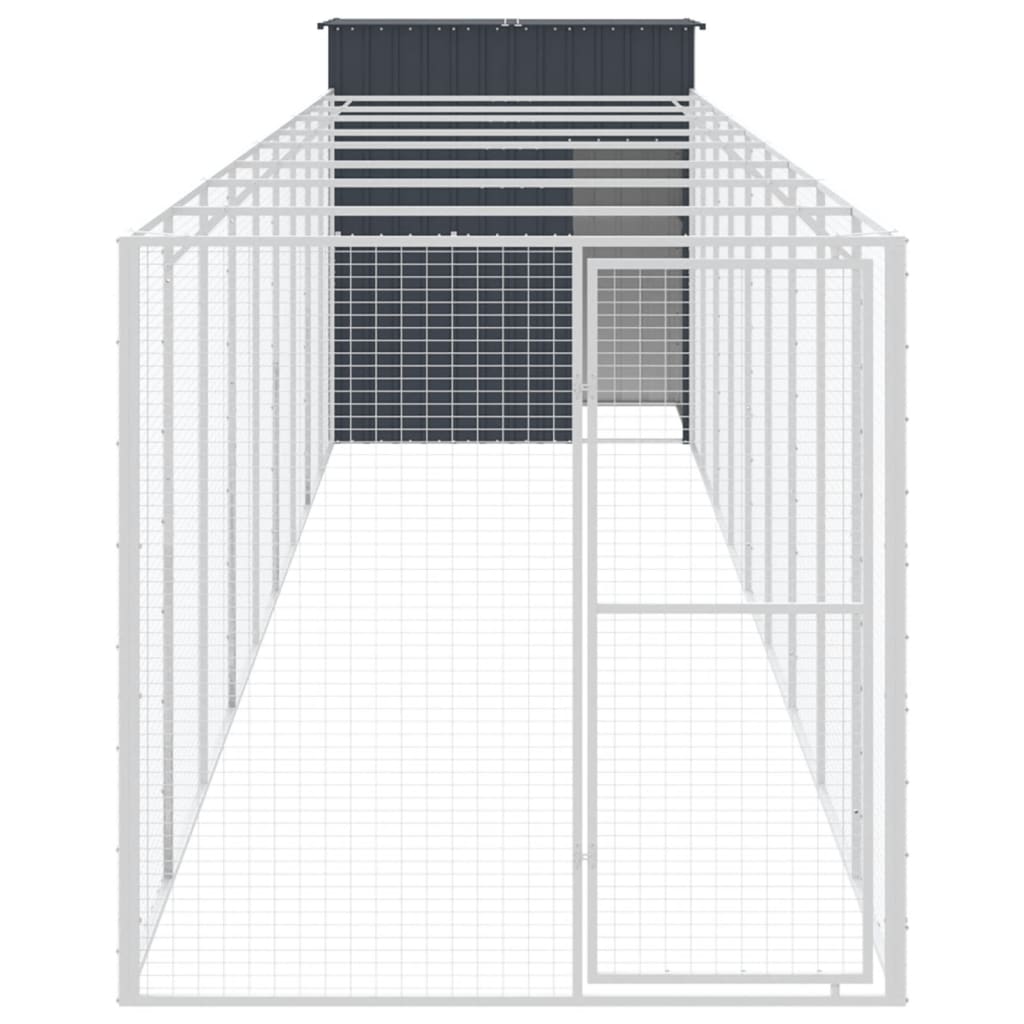 Canil vidaXL com área de exercício, aço galvanizado, 165x455x181 cm