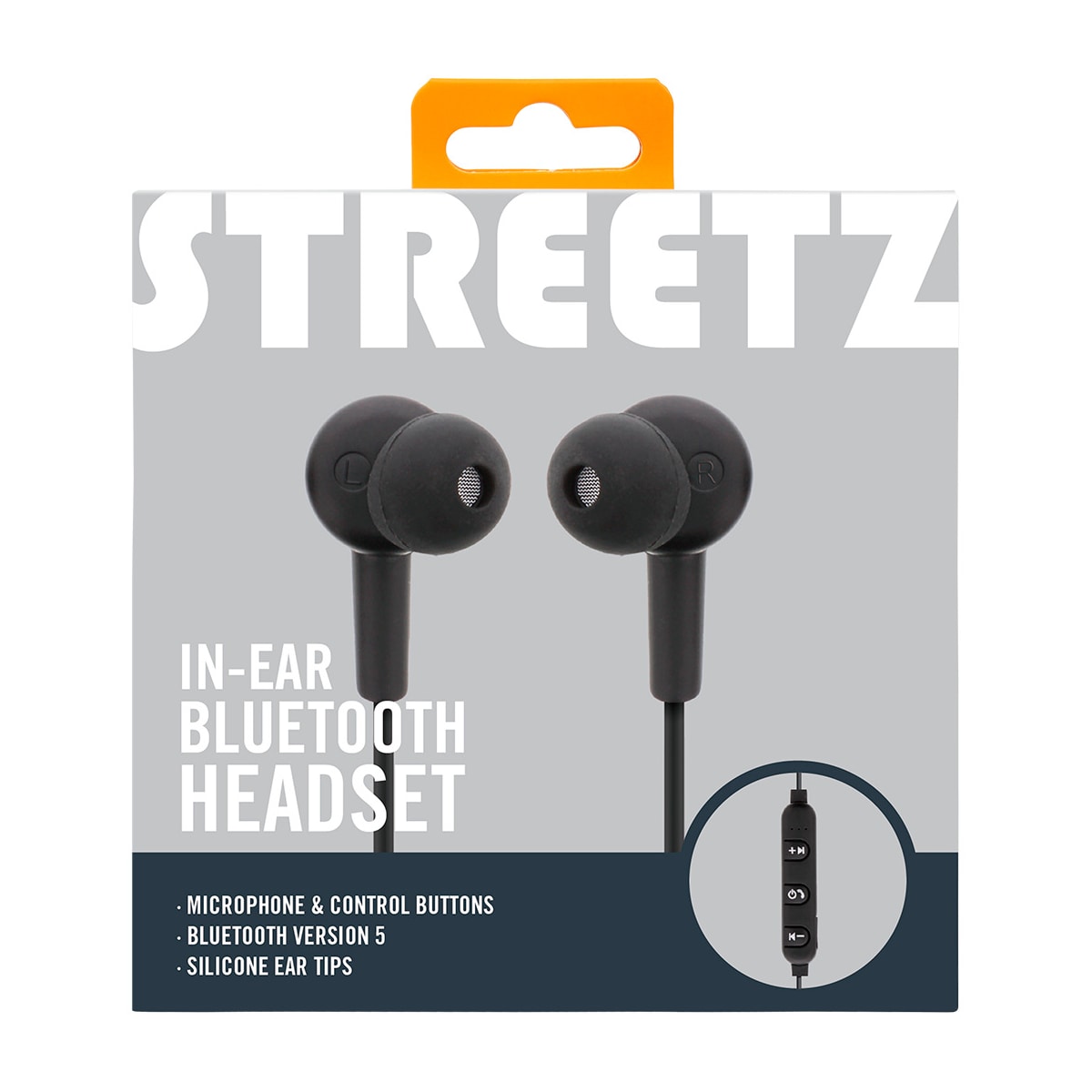 BT110 In-ear BT headphones with mic, control buttons, black