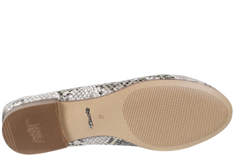 TAMARIS BEIGE SNAKE BALLERINA
