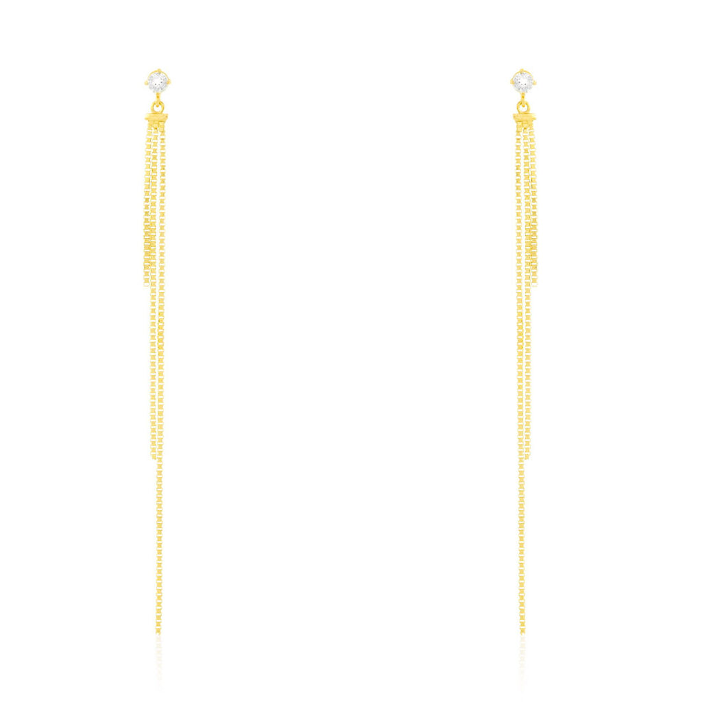 Boucles D'oreilles Pendantes Carrine Or Jaune Oxyde De Zirconium