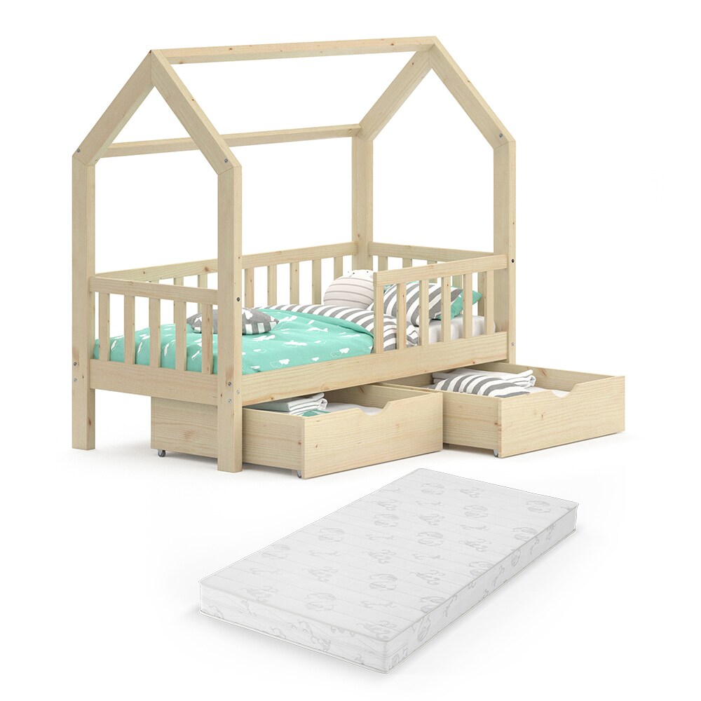VitaliSpa Kinderbett Hausbett Spielbett Wiki 70x140 inkl Matratze 2 Schubladen