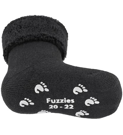 Fuzzies Babysocken m. Anti-Rutsch - Anthrazitgrau