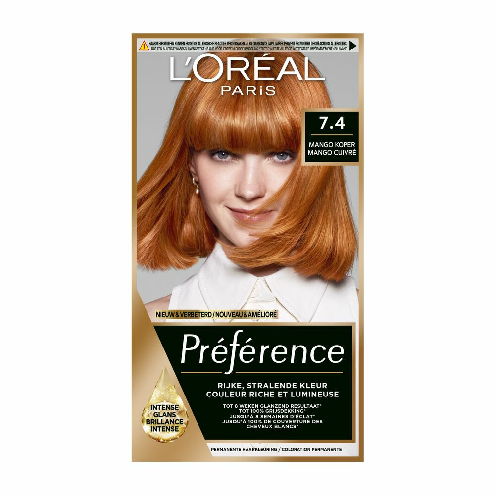 L'Oréal Préférence Permanente Haarkleuring 7.4 Mango Koper