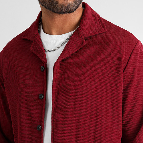 Chemise Manches Longues Texturé Waffle Oversize 0567 Bordeaux