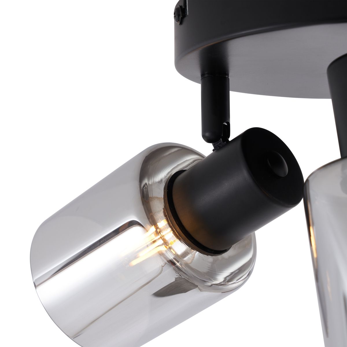 Moderne plafondlamp zwart met smoke glas rond 3-lichts - Cilin