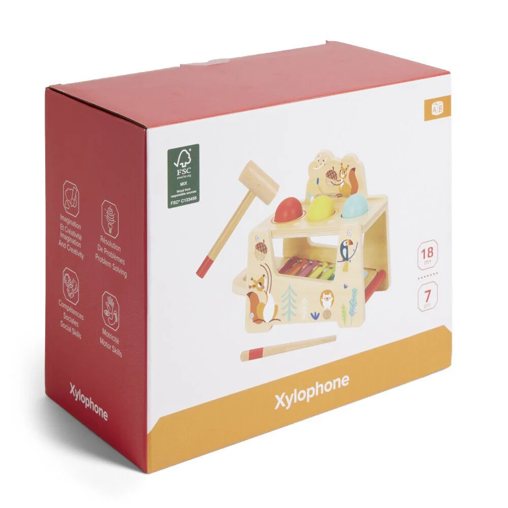 Xylophone marteau 2en1 en bois