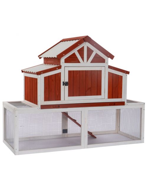 Adori Konijnenhok Hazel - Dierenverblijf - 141x67x112 cm Rood Wit