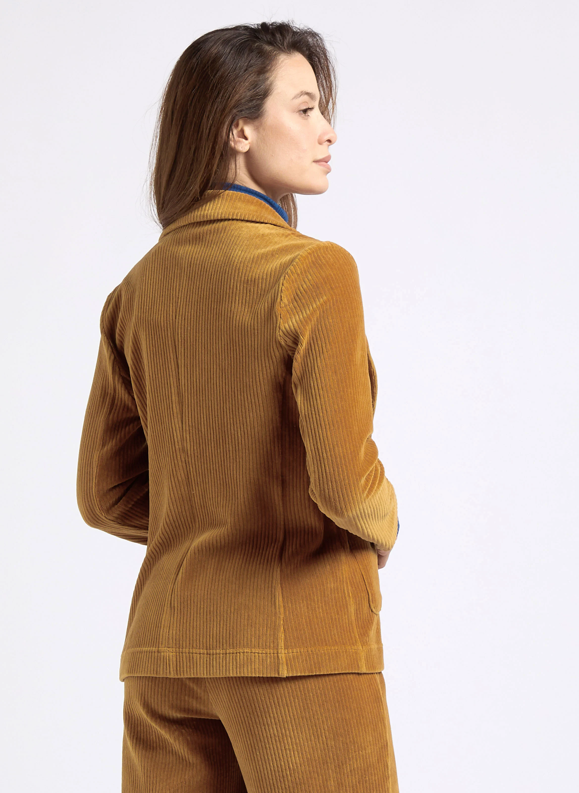 BLazer col tailleur en coton mélangé | Marron