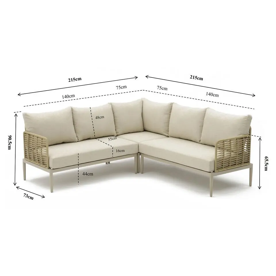 Hoek loungeset 5 personen Wicker Taupe Coco Ibiza