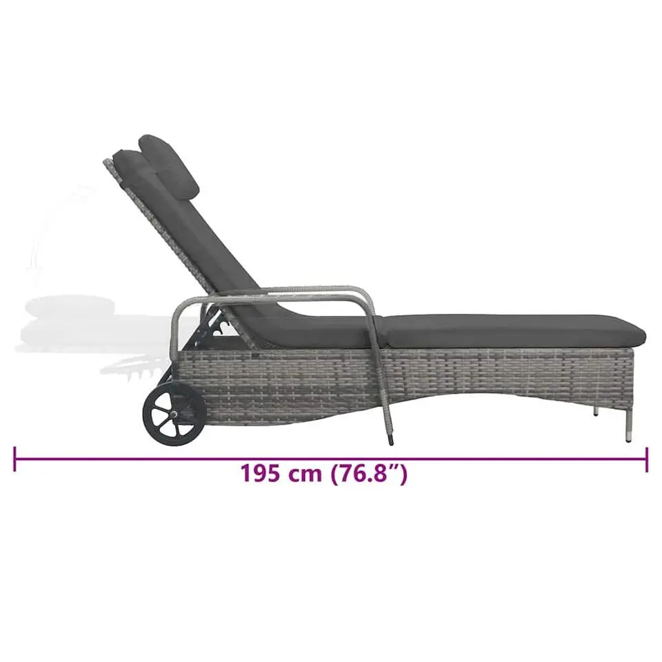 vidaXL - Ligbed - Antraciet - Poly rattan