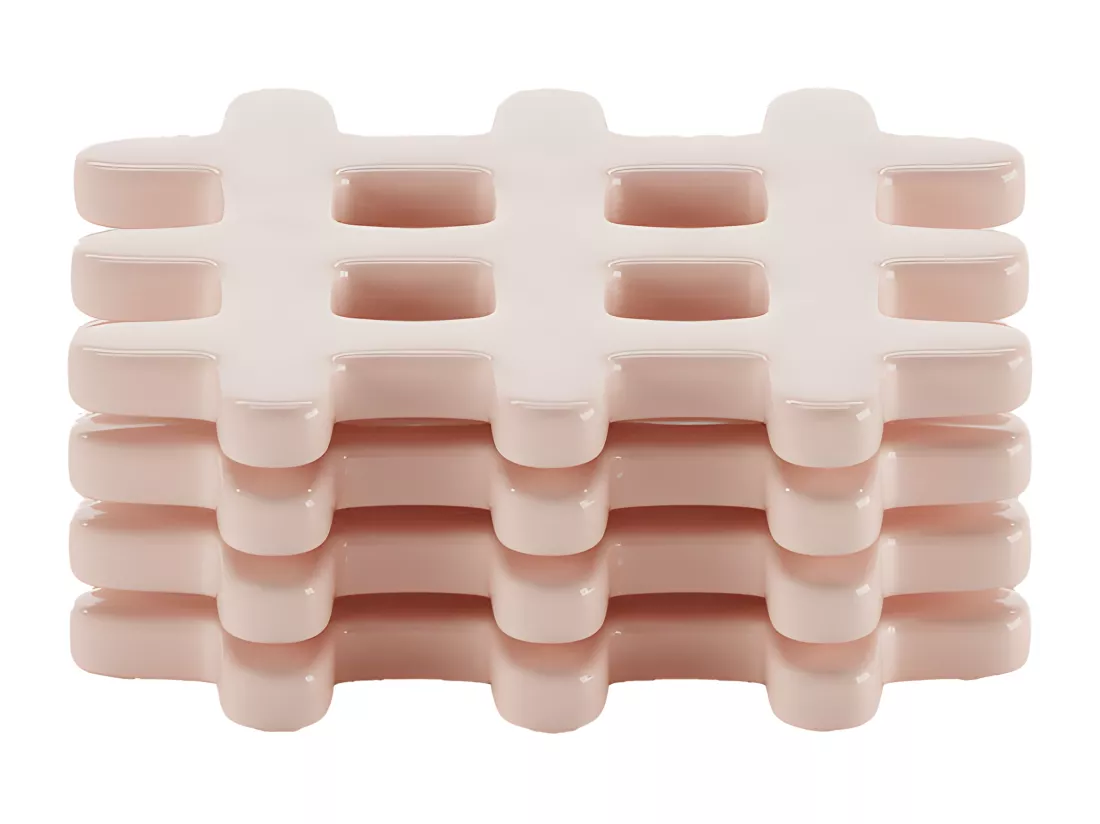 ALICANTE - Lot de 4 dessous de verre, carré céramique tressée rose