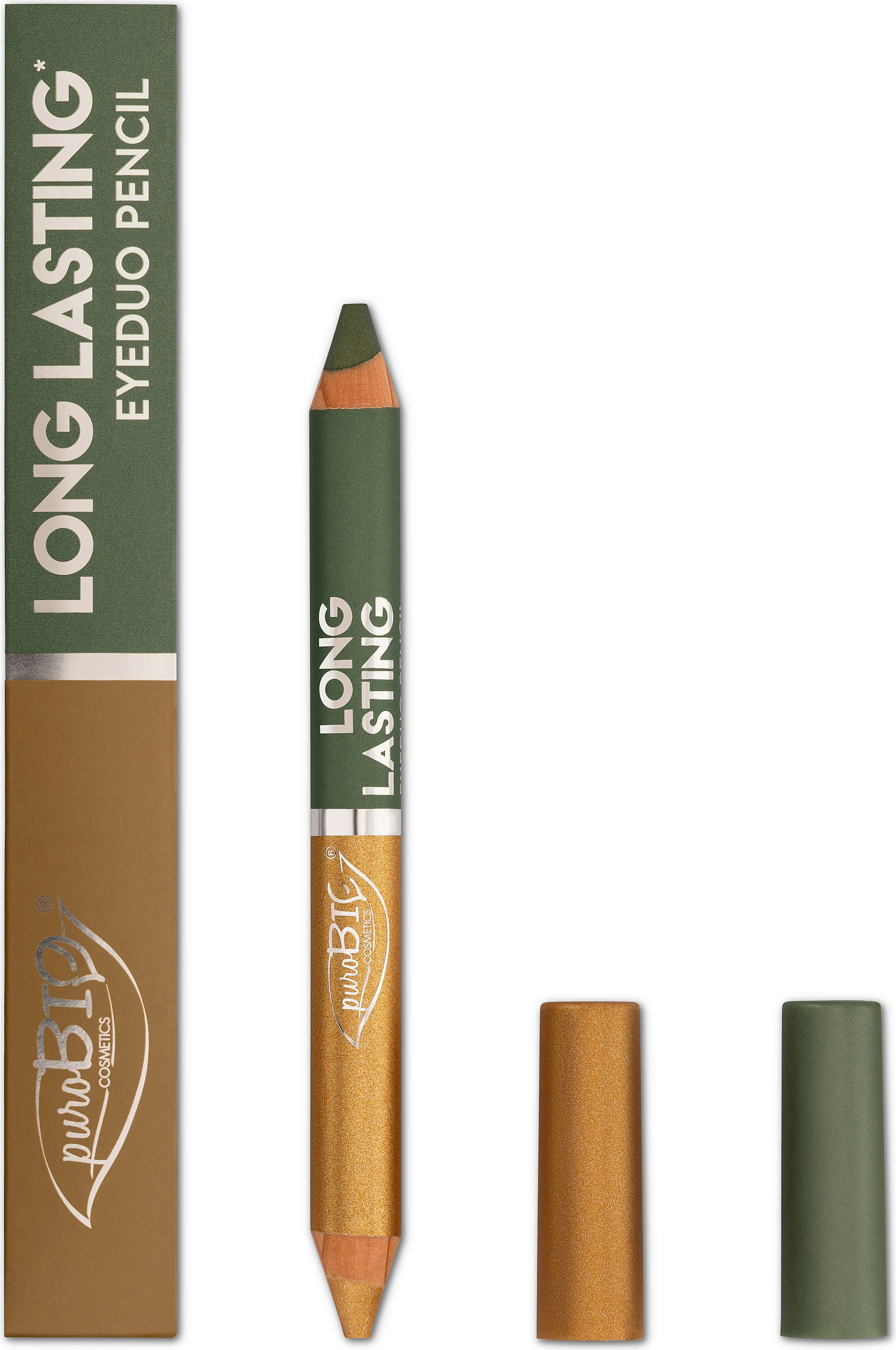 puroBIO cosmetics  Long Lasting Kingsize Eyeshadow Duo Pencil, 102L - Gold/Moss Green (4,20 g)