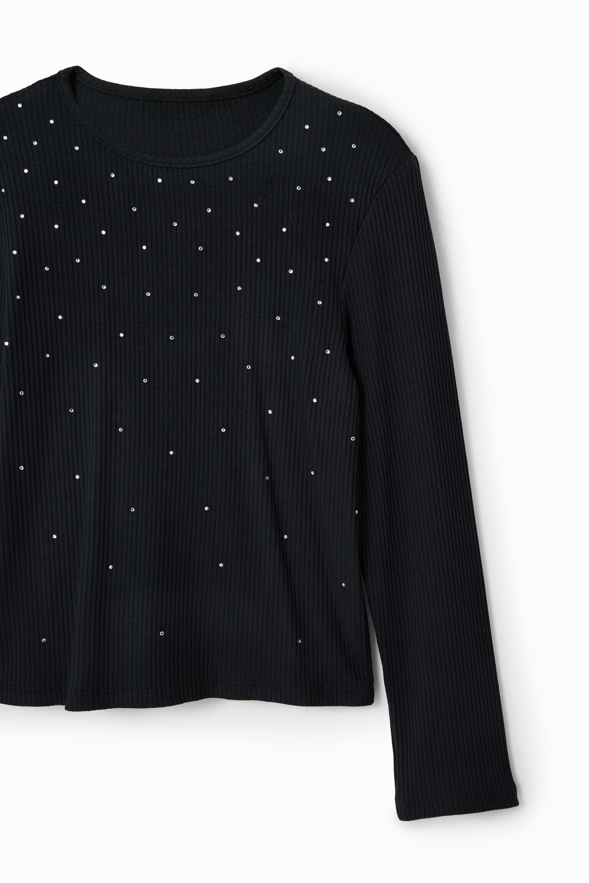 Camiseta canelada com strass