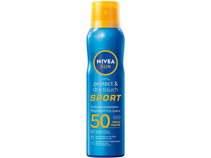 NIVEA SUN Sonnenspray Protect and Dry Touch Sport LSF 50 20 Schweissresistente Sonnenpflege bietet sofortigen zuverlässigen Schutz