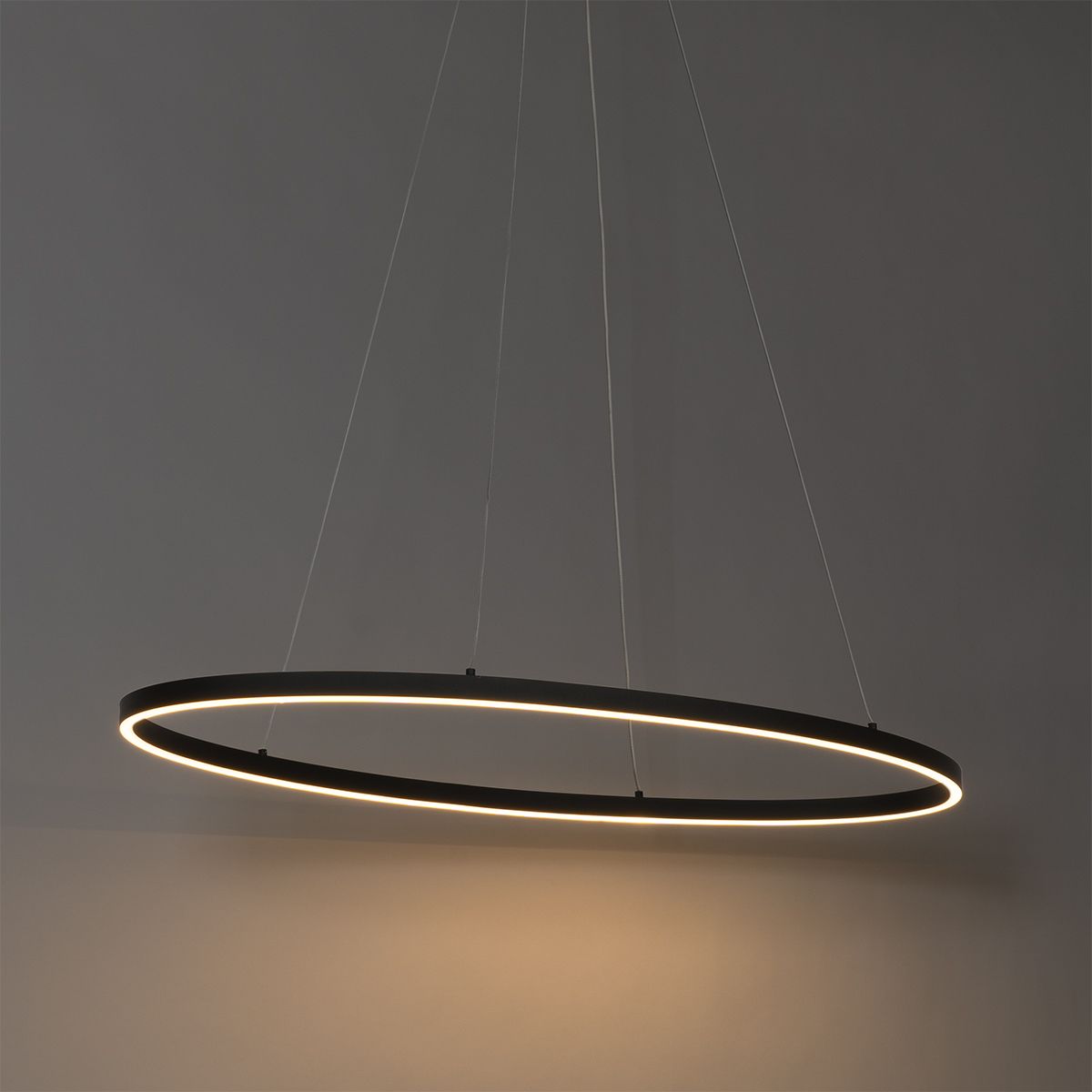 Design hanglamp zwart ovaal incl. LED 3-staps dimbaar - Ovallo