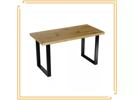 Table de cuisine pour salle à manger Loft en chêne Artisna avec pieds noirs