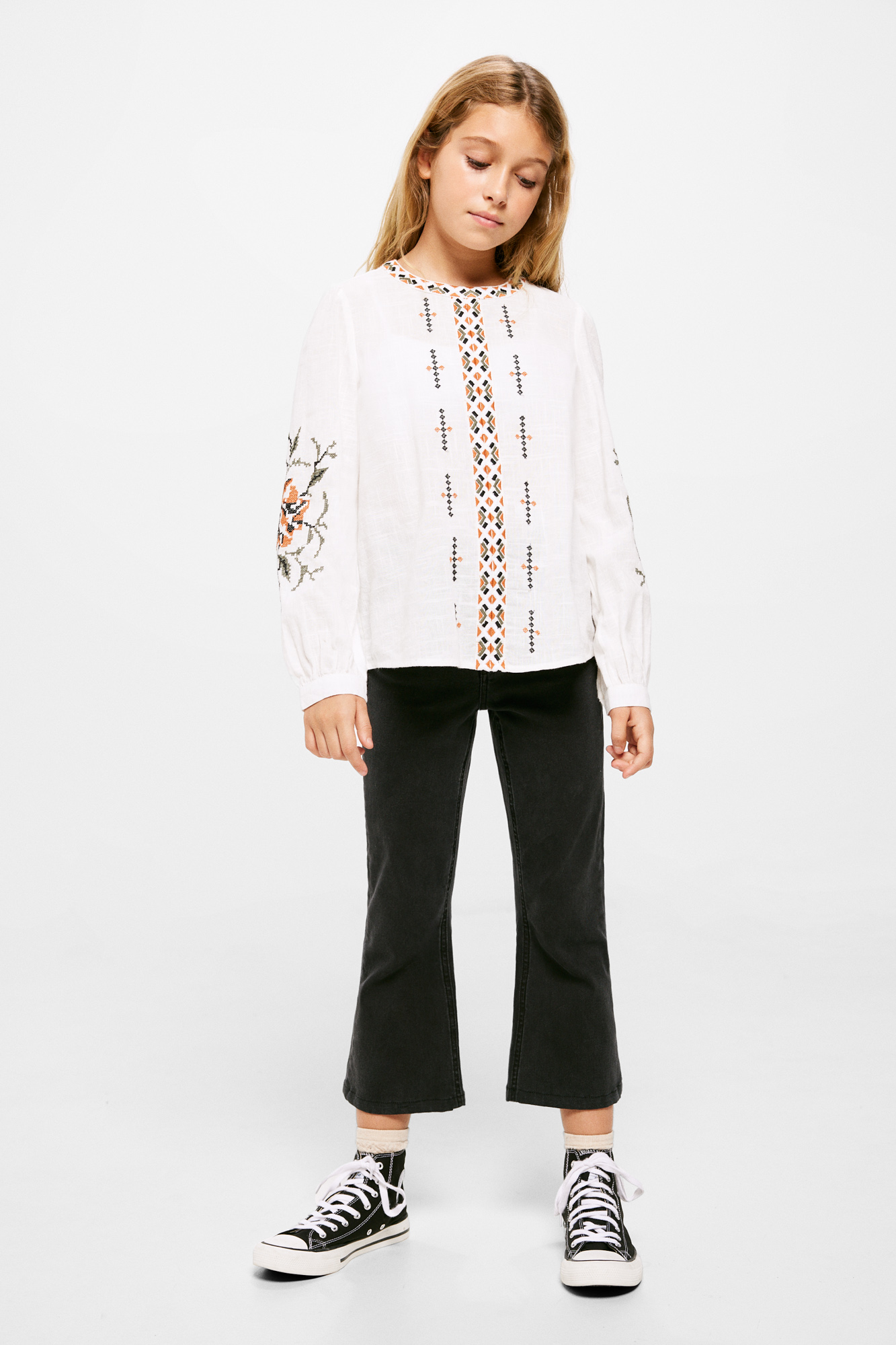 Calças jeans flare para meninas