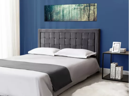 Tête de lit JENNA - 160 cm - Velours - Gris foncé