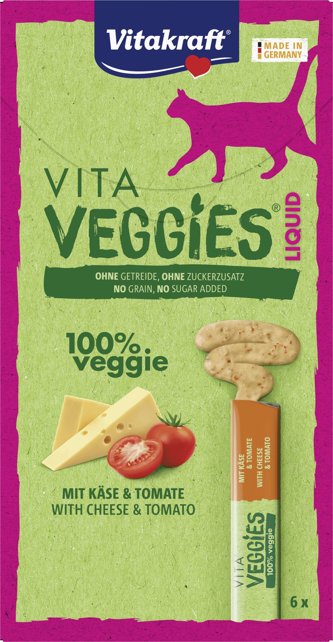 Vitakraft kattensnack Veggies vloeistof tomaat en kaas 6 stuks