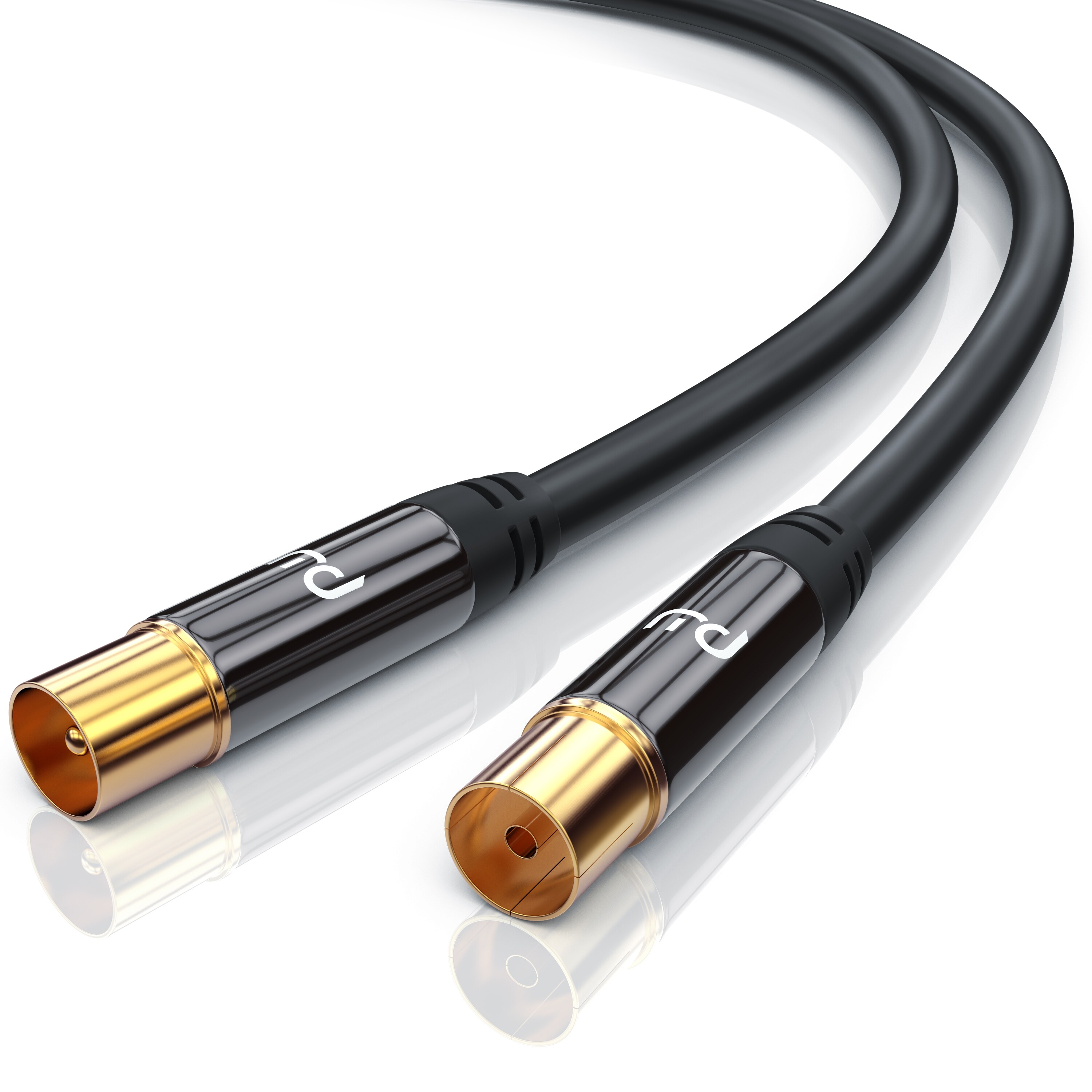 Primewire HDTV Antennenkabel mit 4-fach Schirmung IEC-Stecker zu RF-Buchse / 75 Ohm / 135dB - 15 m