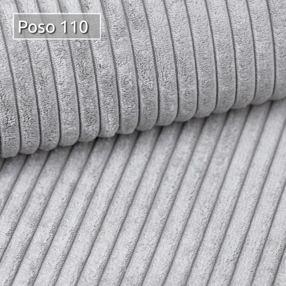 Wohnlandschaft mit Schlaffunktion Totti - U-Form Couch, Schlafsofa mit Bettkasten, Couchgranitur mit Bettfunktion, Big Sofa, Cord Stoff, Wohnzimmer (Grau (Poso 110))