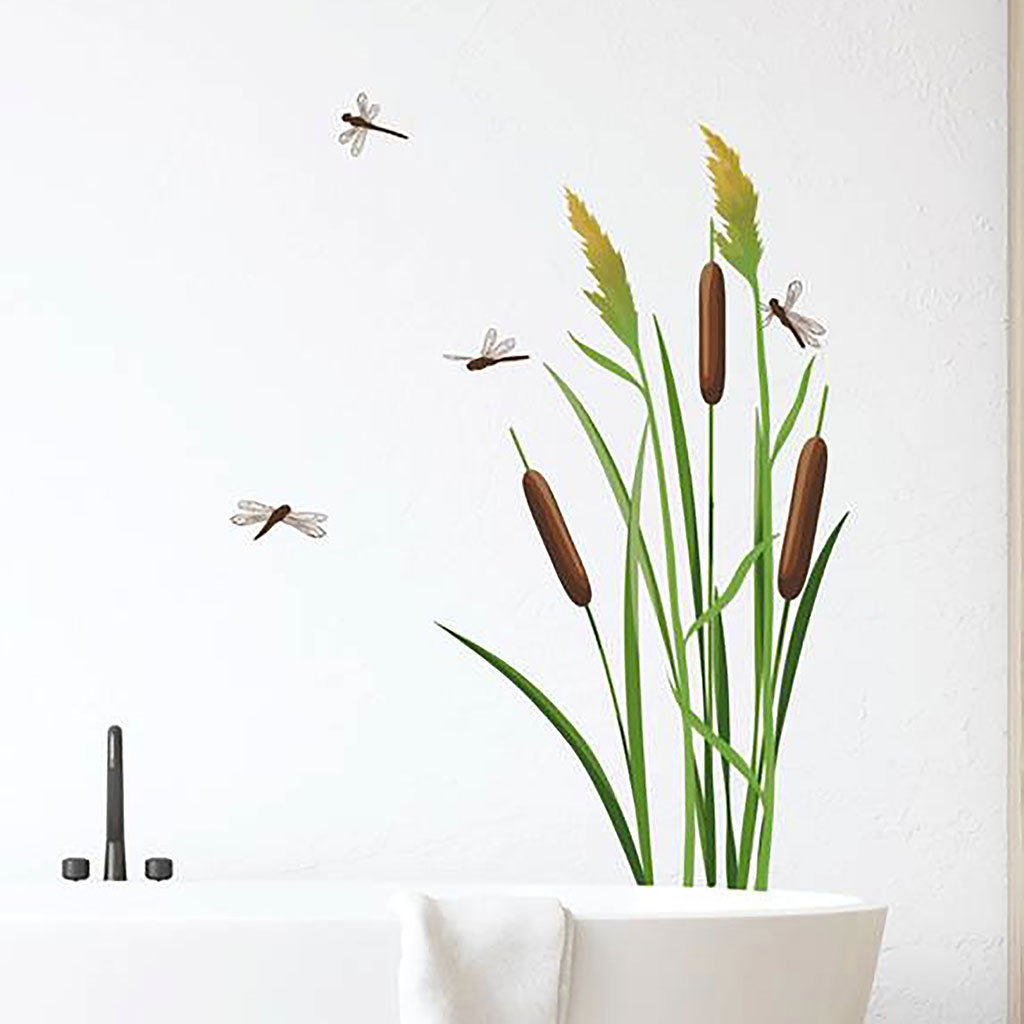 Sticker mural déco roseaux 70x20cm