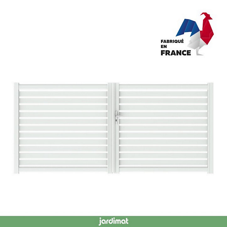 Portail Jardimat battant aluminium Chamuse blanc - 350 x h.164 cm