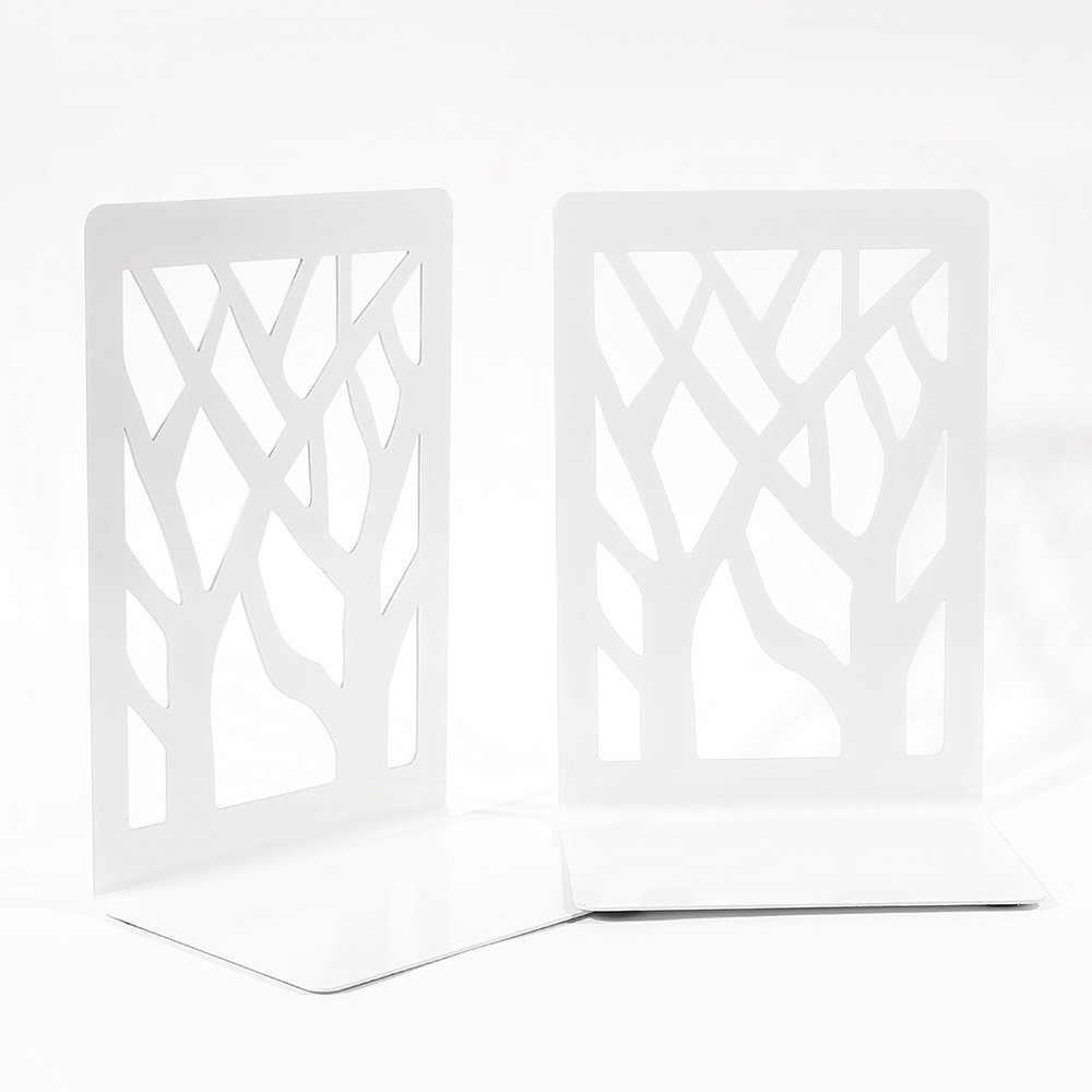 (4er Set) Metall Buch Stütze Baum Design Buchhalter - Weiss