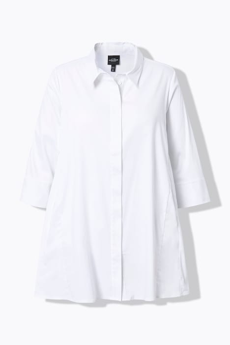 Bluse, Godeteinsätze, A-Linie, Hemdkragen, 3/4-Arm