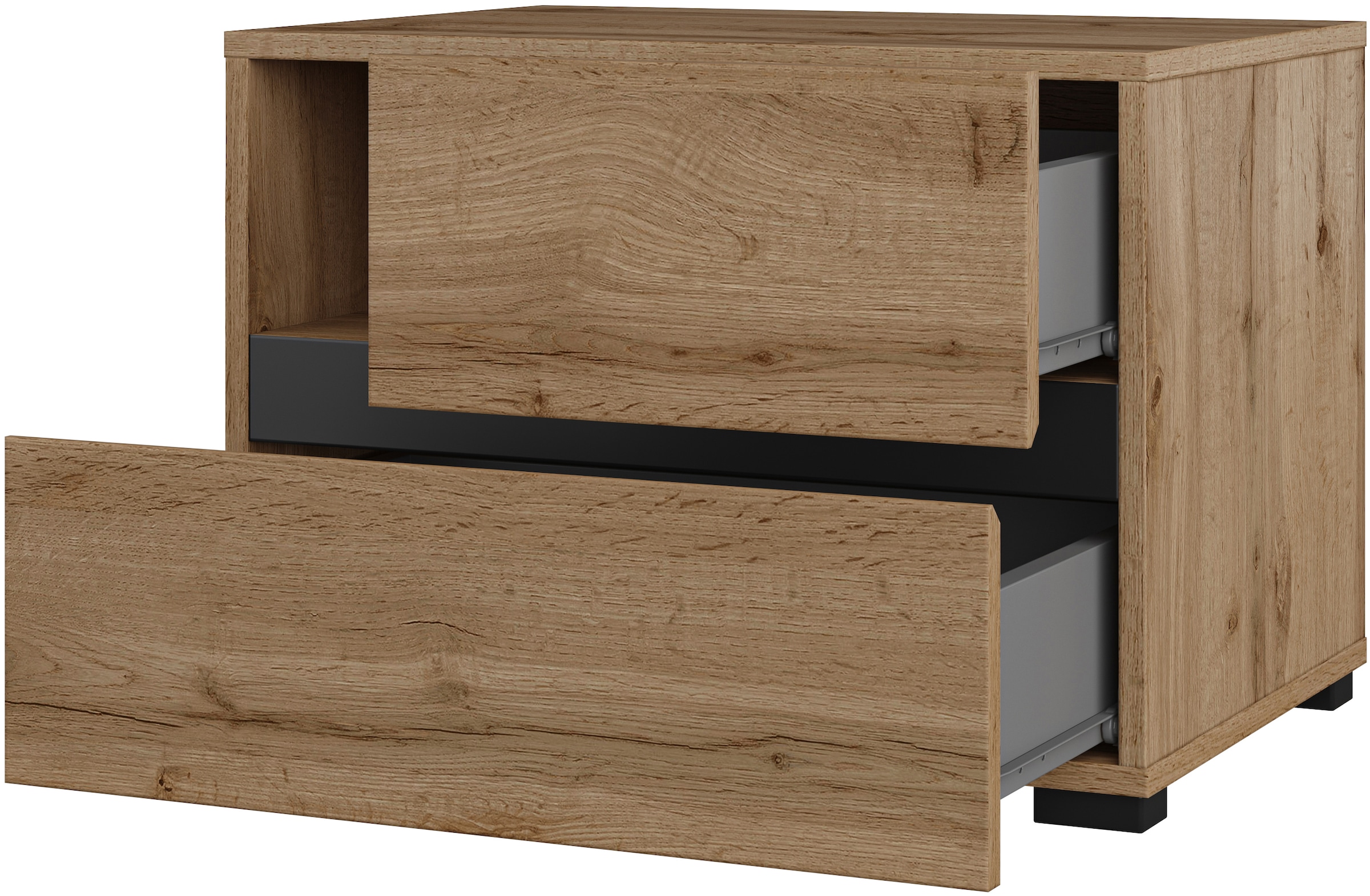 Home affaire Nachtkommode »Cross, moderner griffloser Nachtschrank« Nachttisch, Nachtkonsole mit 2 Schubladen