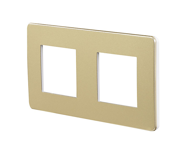 Plaque de finition double Schneider Electric Unica Déco or liseré blanc