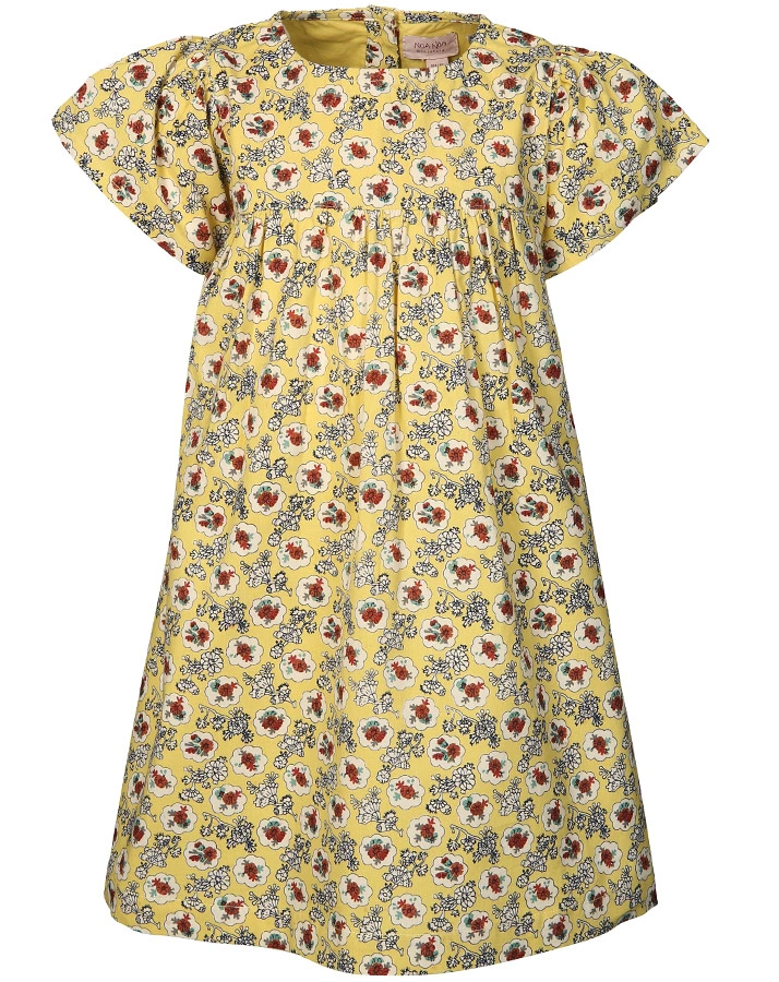 Kurzarm-Kleid ANTIQUE FLOWER in gelb