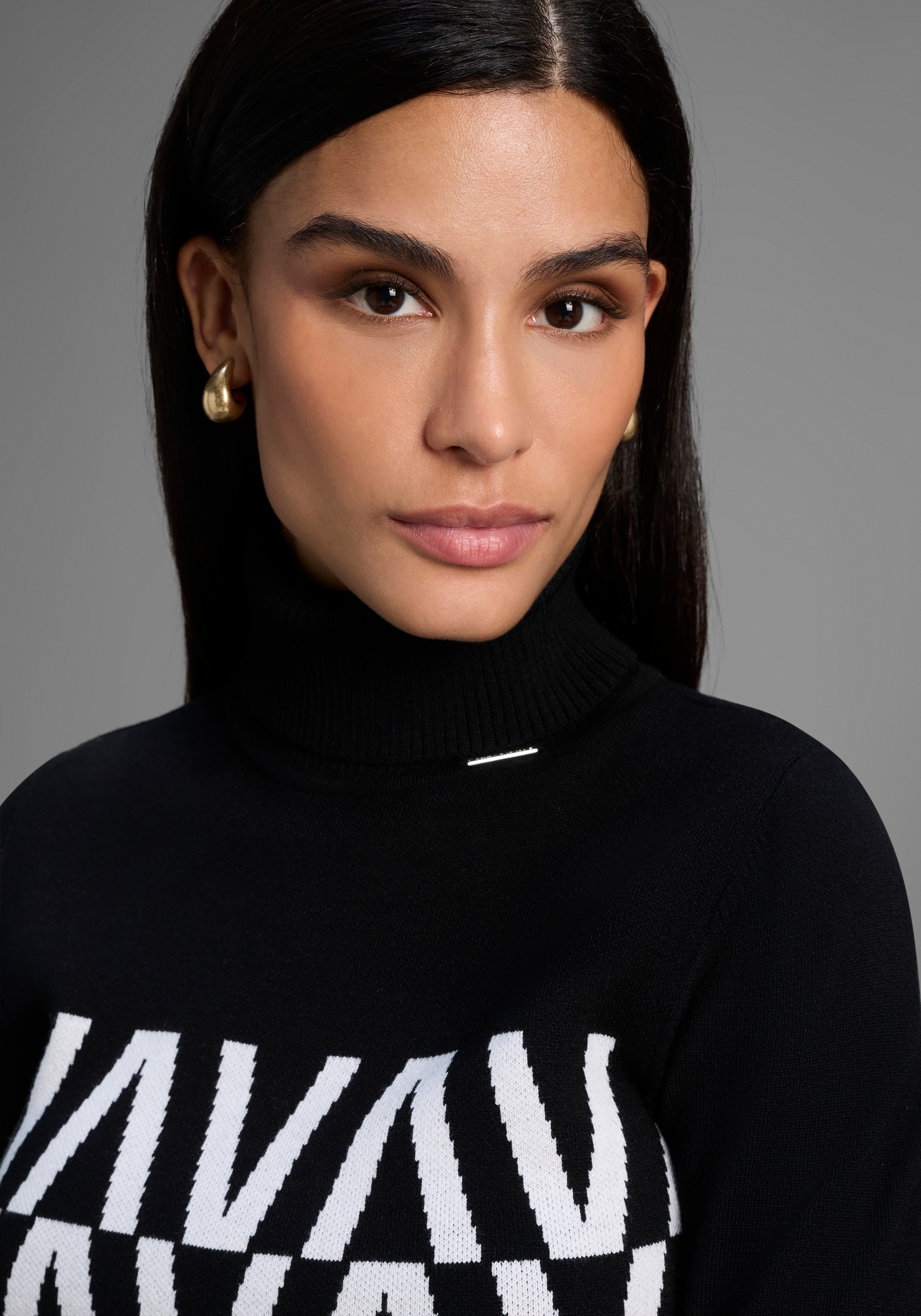 Bruno Banani Stehkragenpullover , in grafischem Strickmuster - NEUE KOLLEKTION