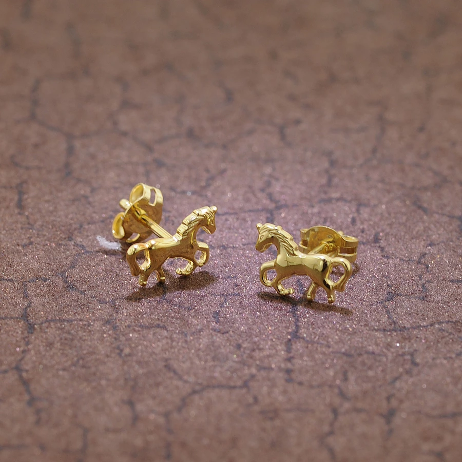 trendor Kinder-Ohrringe Gold 333 Pferde Ohrstecker gold