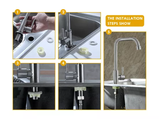 Robinet de Cuisine à Eau Froide,Pivotant à 360°, Robinet d'Évier d'eau froide à Levier Unique, Acier Inoxydable- Brossé