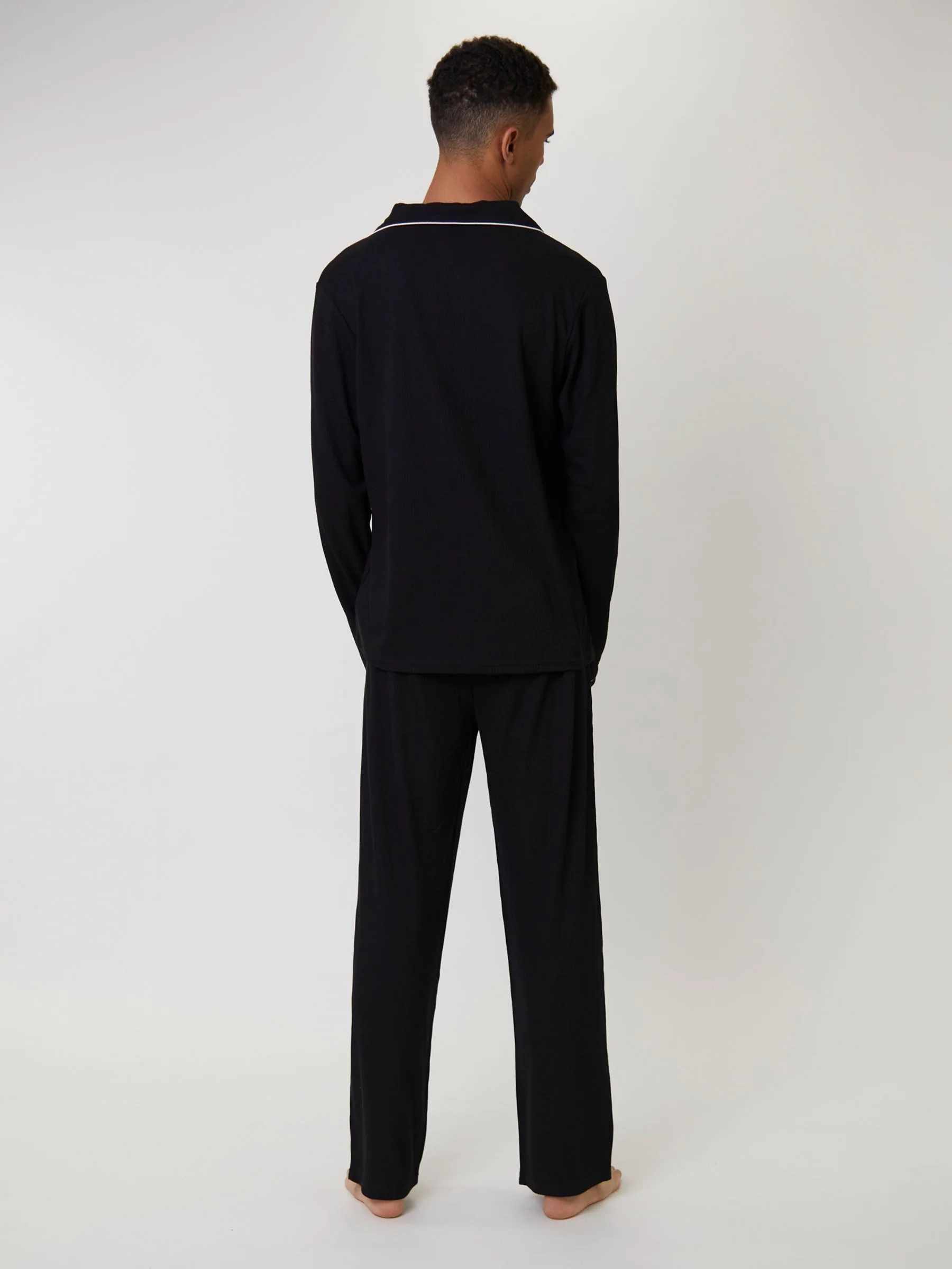 Zwart - Loungeable Waffle Traditional Pyjamas