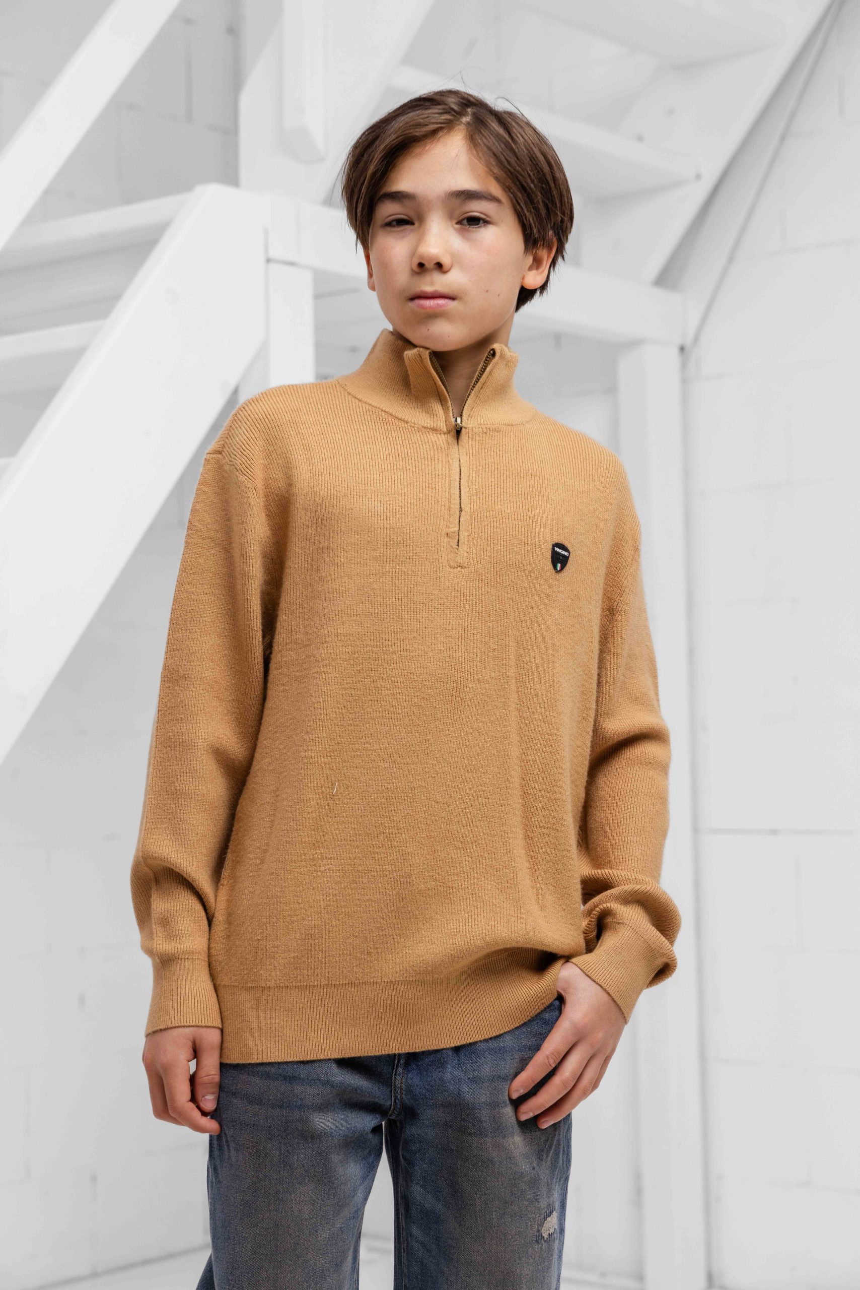 Vingino Knit Half Zip Sweater Kids Bruin