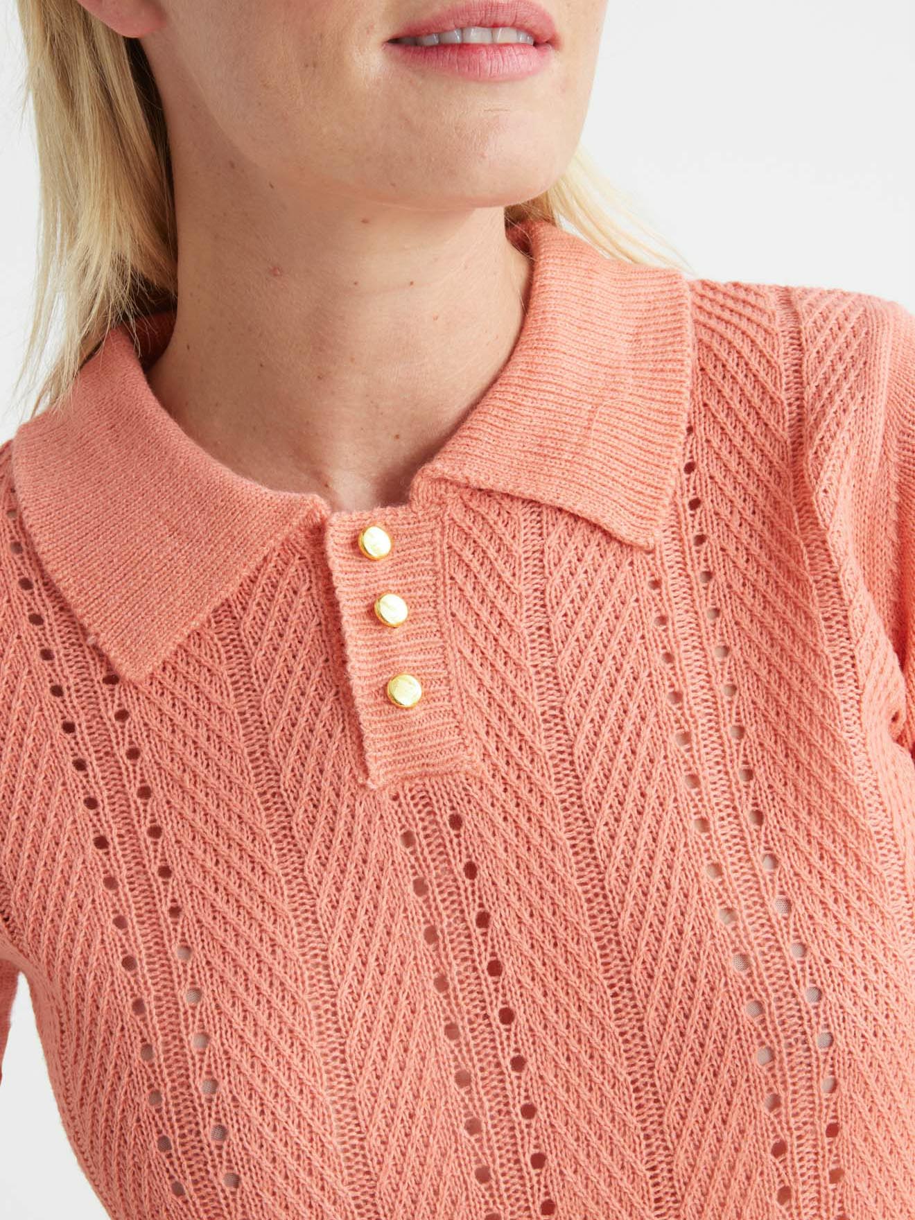 Pull col polo point ajouré