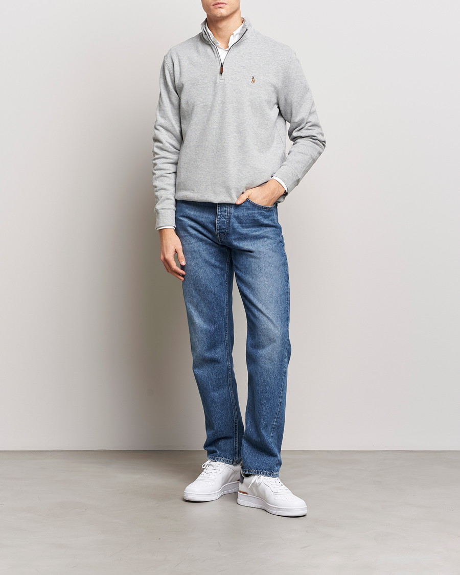 Polo Ralph Lauren Double Knit Jaquard Half Zip Sweater Andover Heather