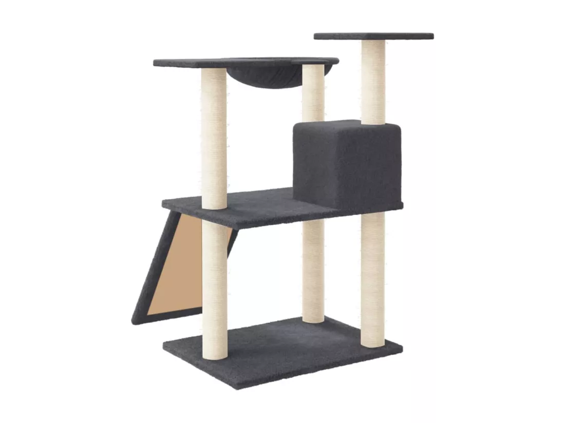Arbre à chat avec griffoirs en sisal Gris foncé 83 cm